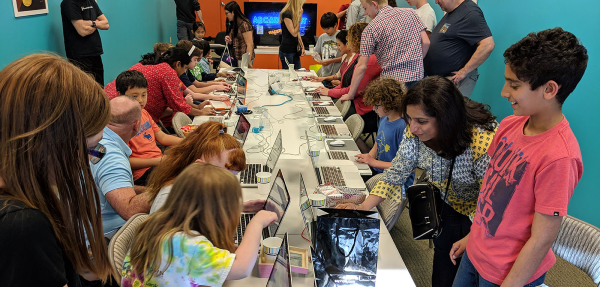 Family Arcade Night featuring games made by kids