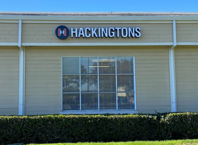 The Hackingtons sign outside the Dublin, CA location