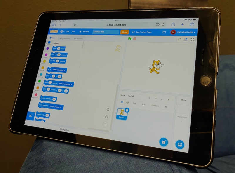 screenshot of the Scratch application on ipad