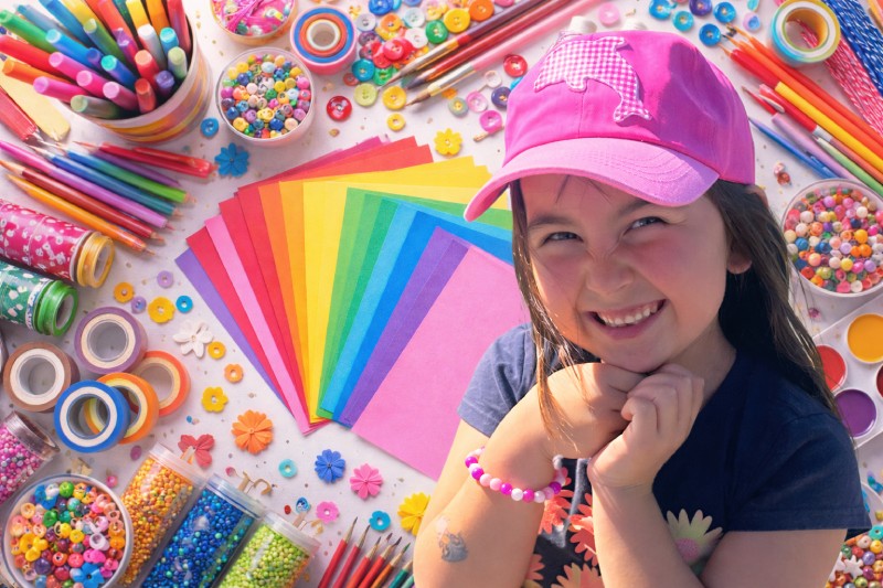 Girl with arts and crafts at summer camp